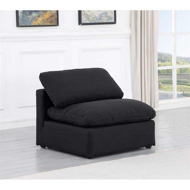 Bowery Hill Contemporary Linen Fabric Armless Chair in Black