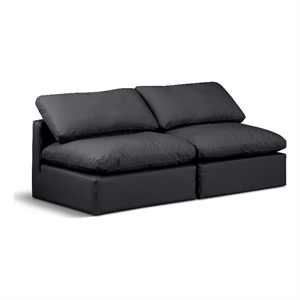 Bowery Hill Contemporary 70&quot Vegan Leather Modular Sofa in Black