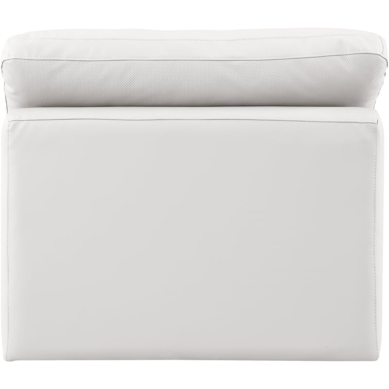 Bowery Hill Contemporary Vegan Leather Armless Chair in Cream