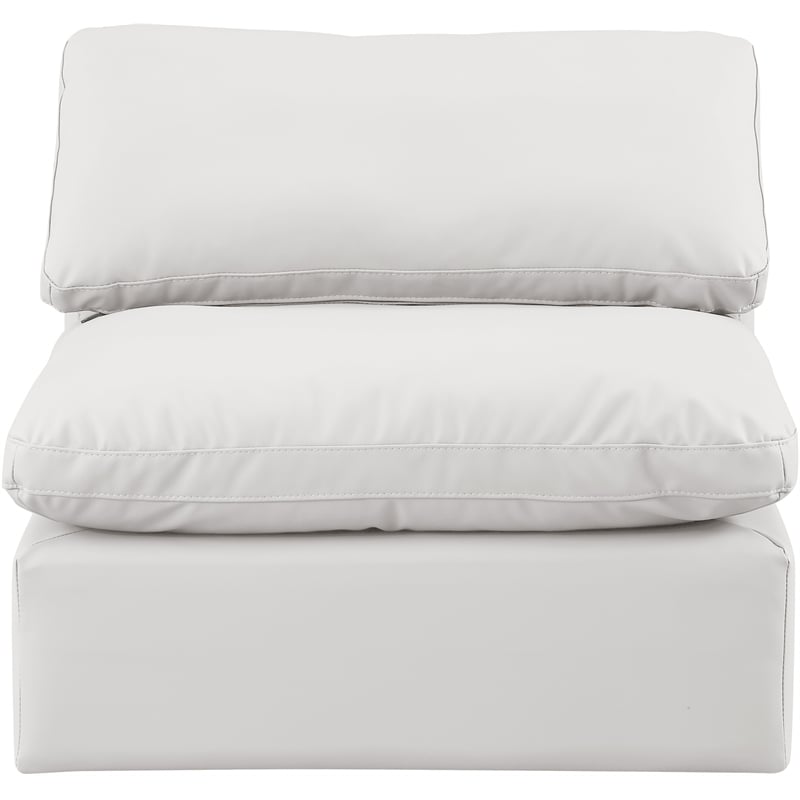 Bowery Hill Contemporary Vegan Leather Armless Chair in Cream