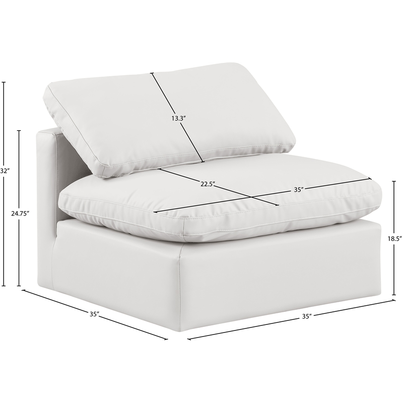 Bowery Hill Contemporary Vegan Leather Armless Chair in Cream