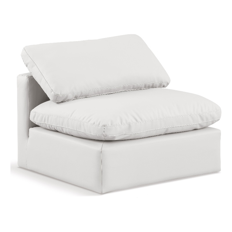 Bowery Hill Contemporary Vegan Leather Armless Chair in Cream