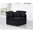 Bowery Hill Contemporary Linen Durable Fabric Corner Chair in Black