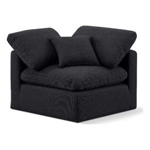 Bowery Hill Contemporary Linen Durable Fabric Corner Chair in Black
