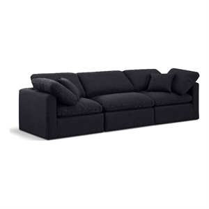 Bowery Hill Contemporary 105&quot Linen Fabric Modular Sofa in Black