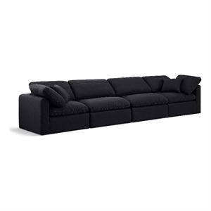 Bowery Hill Contemporary 140&quot Linen Fabric Modular Sofa in Black