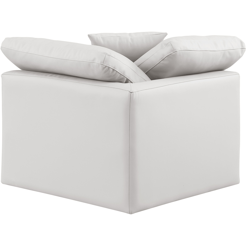 Bowery Hill Contemporary Vegan Leather Corner Chair in Cream