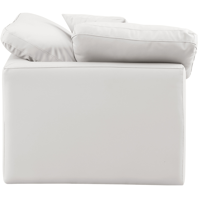 Bowery Hill Contemporary Vegan Leather Corner Chair in Cream