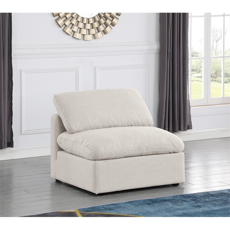 Bowery Hill Contemporary Durable Fabric Armless Chair in Cream