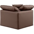 Bowery Hill Contemporary Vegan Leather Corner Chair in Brown