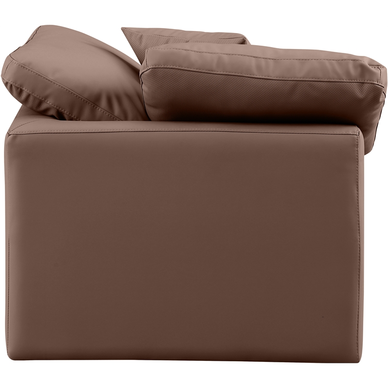 Bowery Hill Contemporary Vegan Leather Corner Chair in Brown