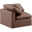 Bowery Hill Contemporary Vegan Leather Corner Chair in Brown