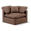 Bowery Hill Contemporary Vegan Leather Corner Chair in Brown