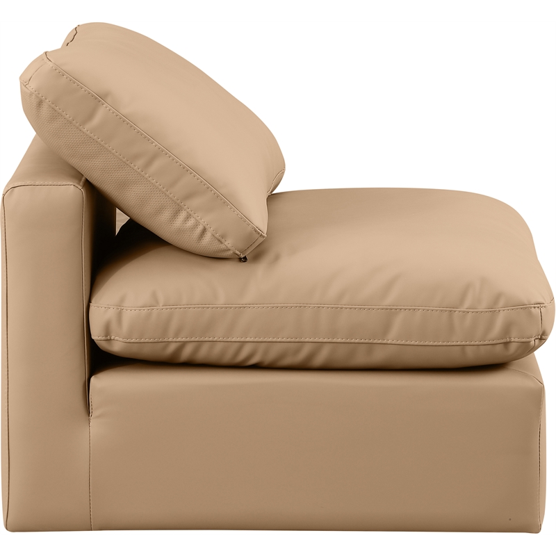 Bowery Hill Modern / Contemporary Vegan Leather Armless Chair in Tan