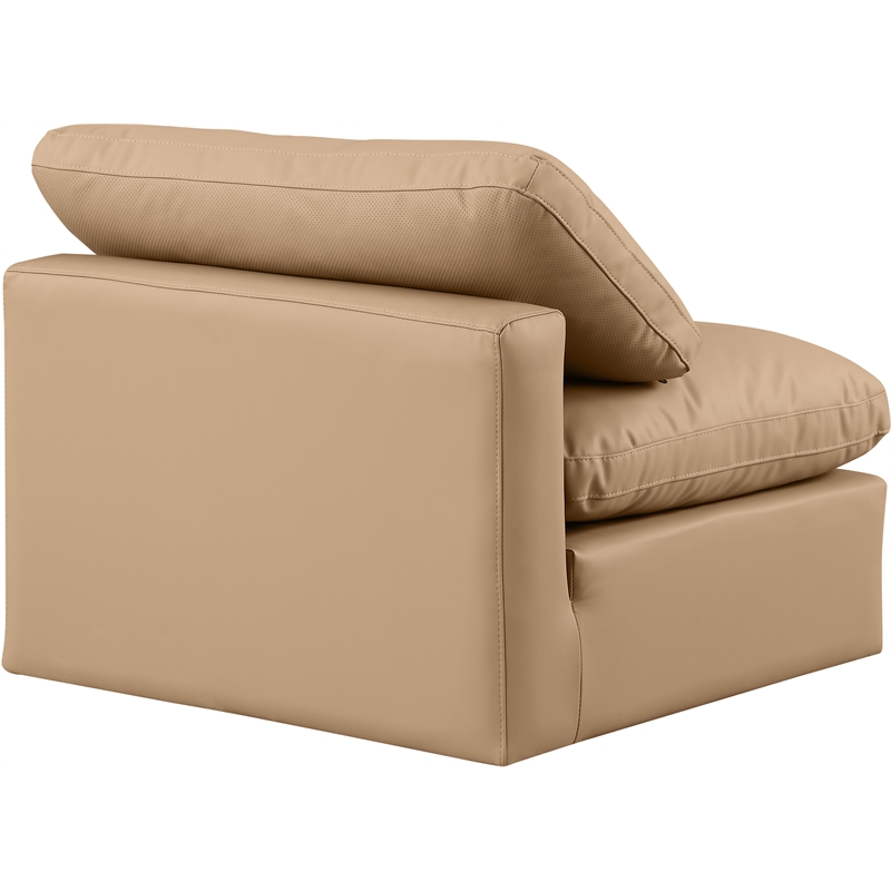 Bowery Hill Modern / Contemporary Vegan Leather Armless Chair in Tan