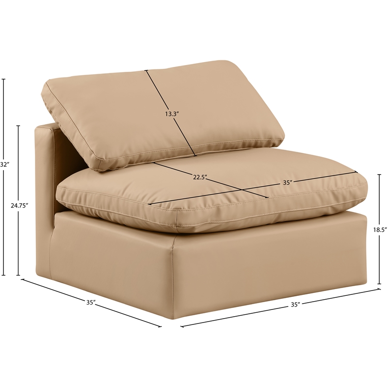 Bowery Hill Modern / Contemporary Vegan Leather Armless Chair in Tan