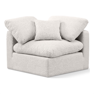Bowery Hill Contemporary Durable Fabric Corner Chair in Cream