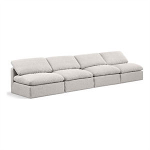 Bowery Hill Contemporary 140&quot Upholstered Fabric Modular Sofa in Cream