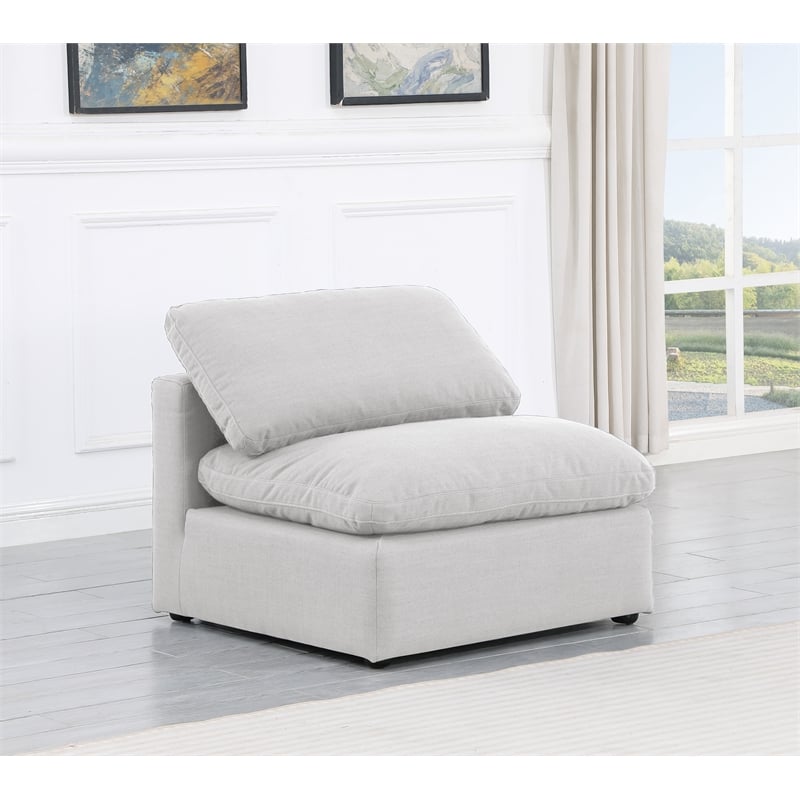 Bowery Hill Contemporary Durable Fabric Armless Chair in White
