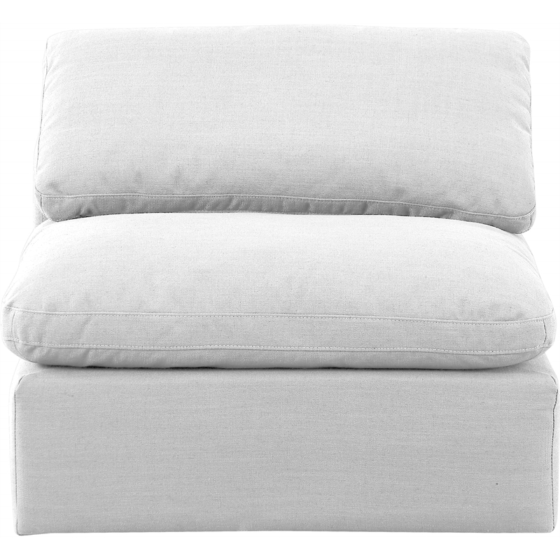 Bowery Hill Contemporary Durable Fabric Armless Chair in White
