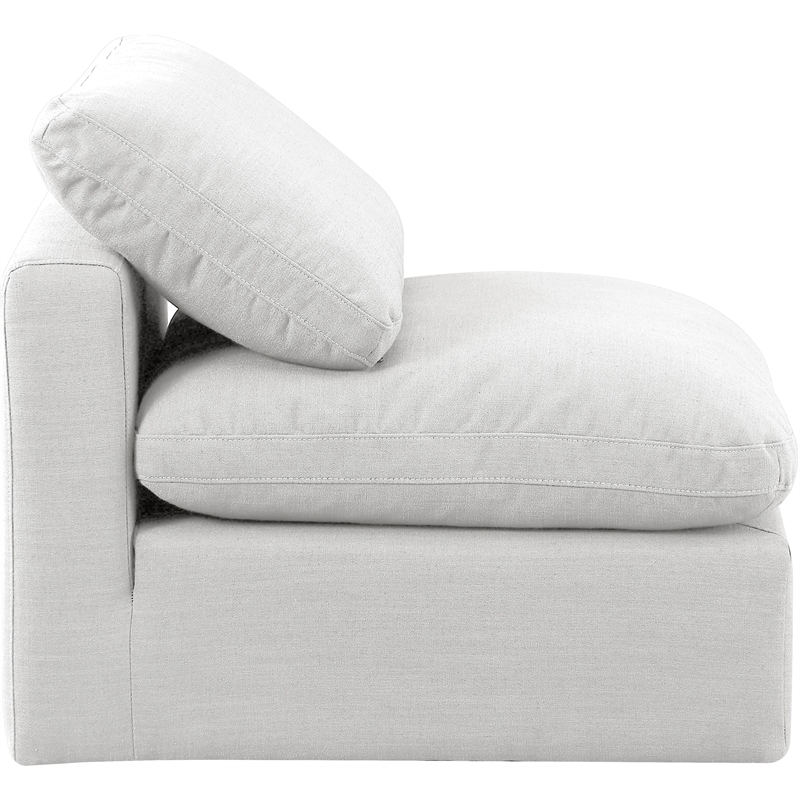 Bowery Hill Contemporary Durable Fabric Armless Chair in White