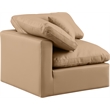 Bowery Hill Modern / Contemporary Vegan Leather Corner Chair in Tan