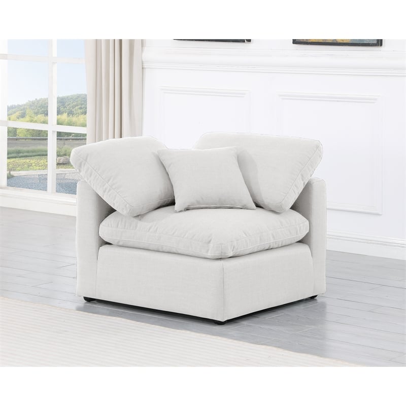 Bowery Hill Contemporary Durable Fabric Corner Chair in White