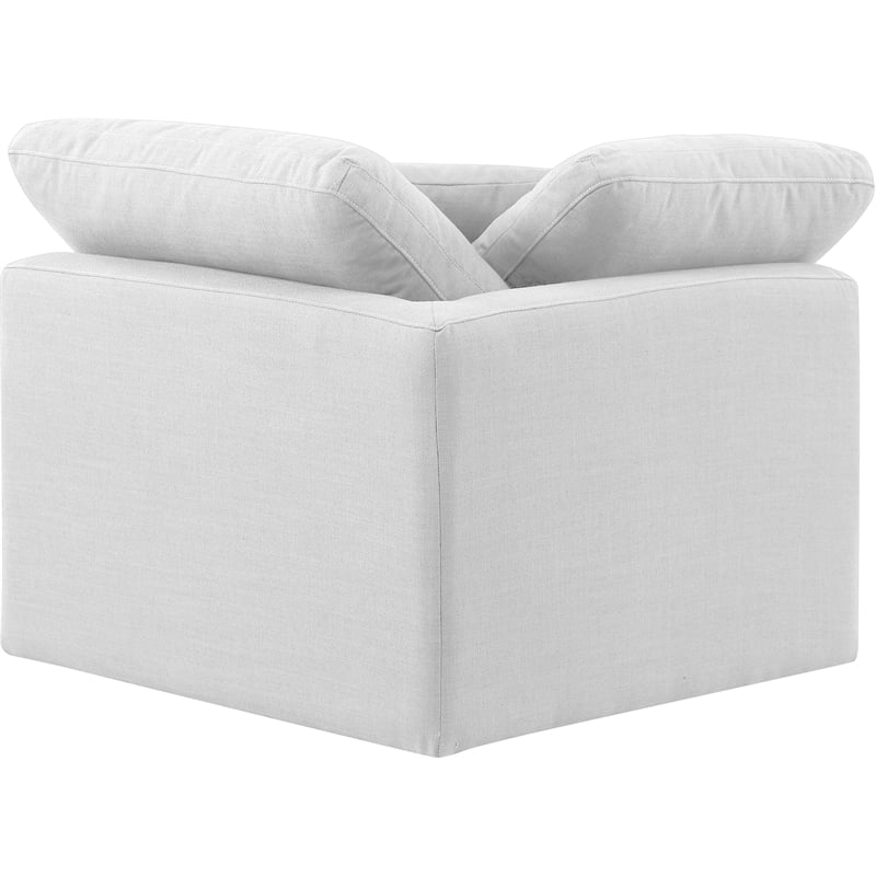 Bowery Hill Contemporary Durable Fabric Corner Chair in White