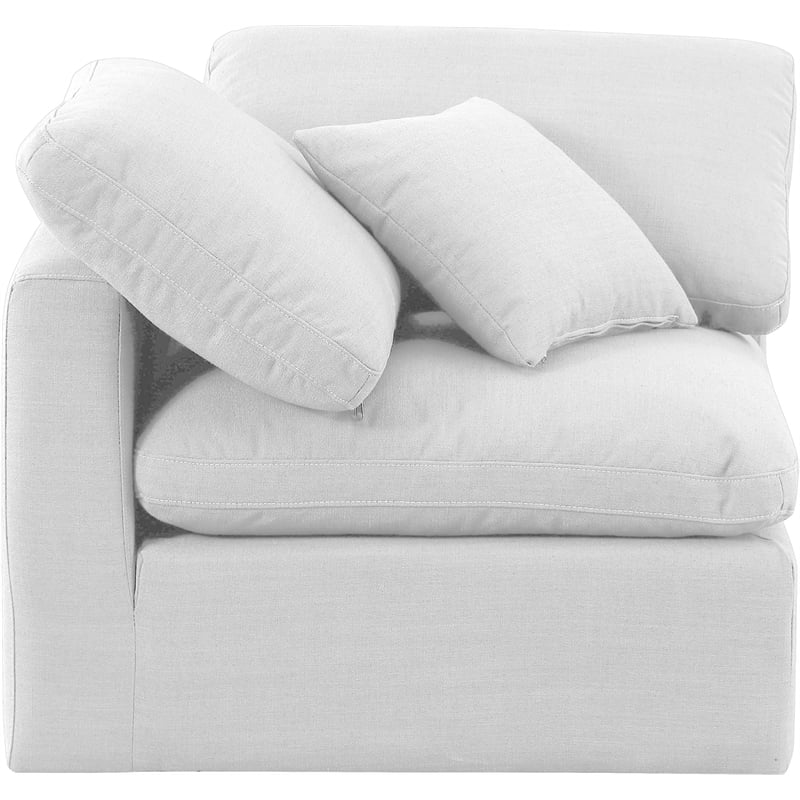 Bowery Hill Contemporary Durable Fabric Corner Chair in White