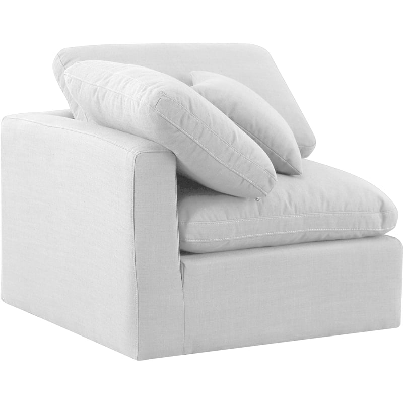 Bowery Hill Contemporary Durable Fabric Corner Chair in White