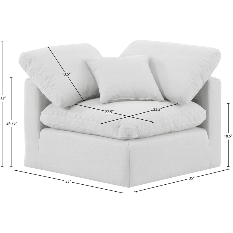 Bowery Hill Contemporary Durable Fabric Corner Chair in White