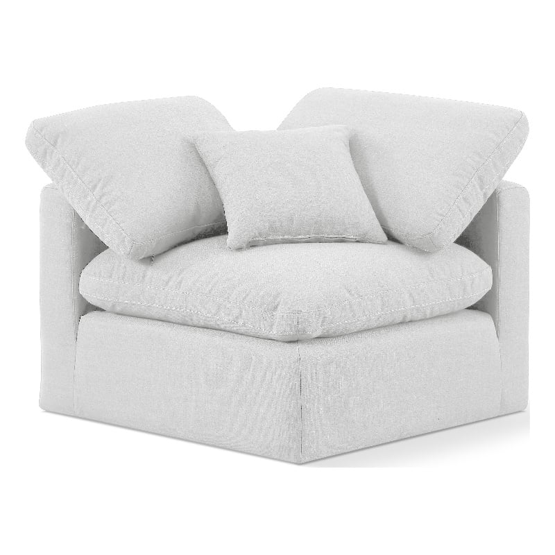 Bowery Hill Contemporary Durable Fabric Corner Chair in White