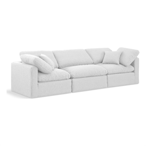 Bowery Hill Contemporary 94&quot Durable Fabric Modular Sofa in White