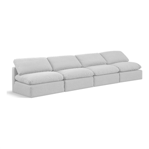 Bowery Hill Contemporary 140&quot Upholstered Fabric Modular Sofa in White