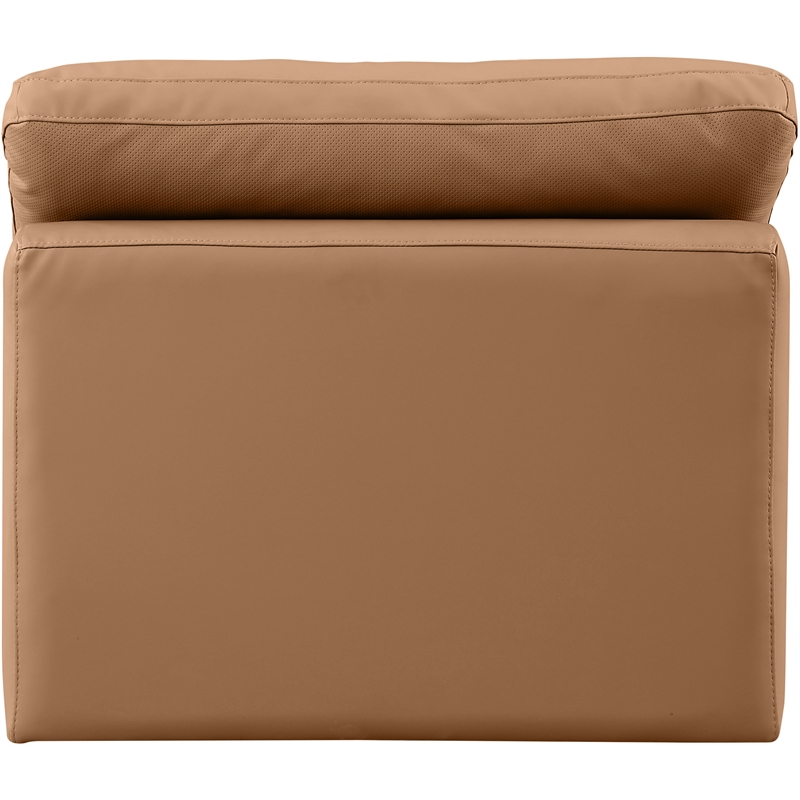 Bowery Hill Contemporary Vegan Leather Armless Chair in Cognac Orange