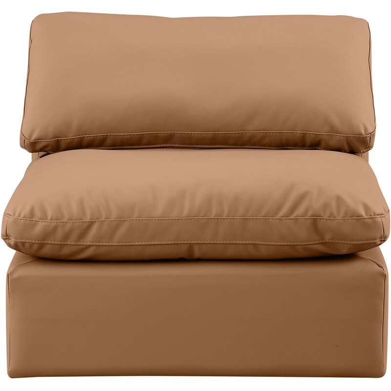 Bowery Hill Contemporary Vegan Leather Armless Chair in Cognac Orange