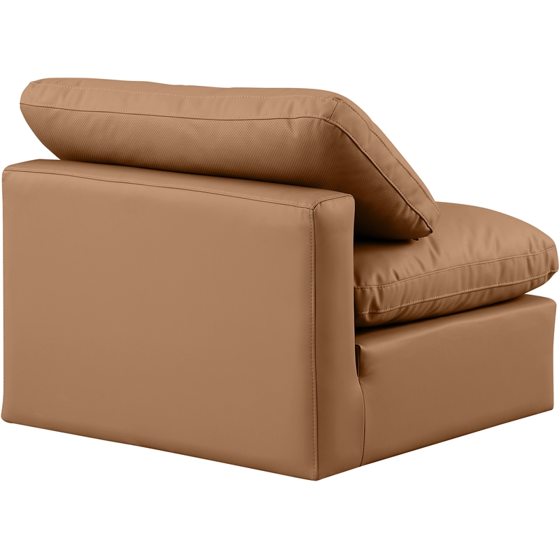 Bowery Hill Contemporary Vegan Leather Armless Chair in Cognac Orange
