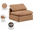 Bowery Hill Contemporary Vegan Leather Armless Chair in Cognac Orange