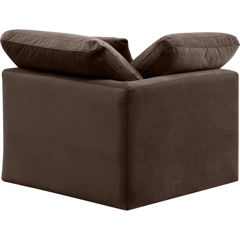 Bowery Hill Contemporary Durable Velvet Corner Chair in Brown