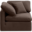 Bowery Hill Contemporary Durable Velvet Corner Chair in Brown