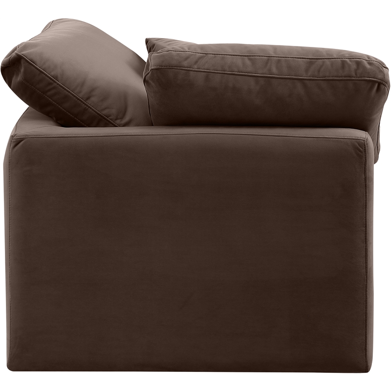 Bowery Hill Contemporary Durable Velvet Corner Chair in Brown