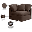 Bowery Hill Contemporary Durable Velvet Corner Chair in Brown