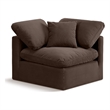 Bowery Hill Contemporary Durable Velvet Corner Chair in Brown