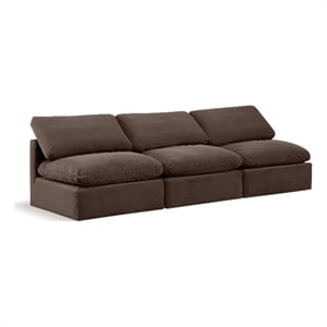 Bowery Hill Contemporary 105&quot Durable Velvet Modular Sofa in Brown
