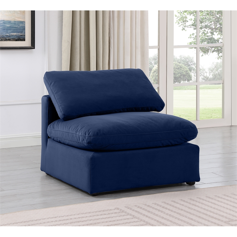 Bowery Hill Contemporary Durable Velvet Armless Chair in Navy