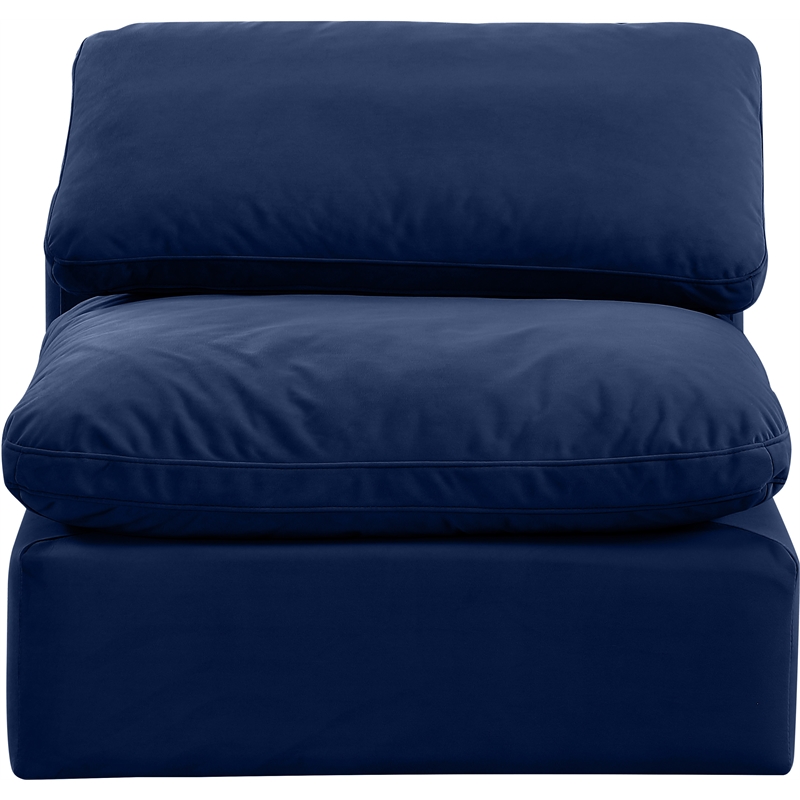 Bowery Hill Contemporary Durable Velvet Armless Chair in Navy