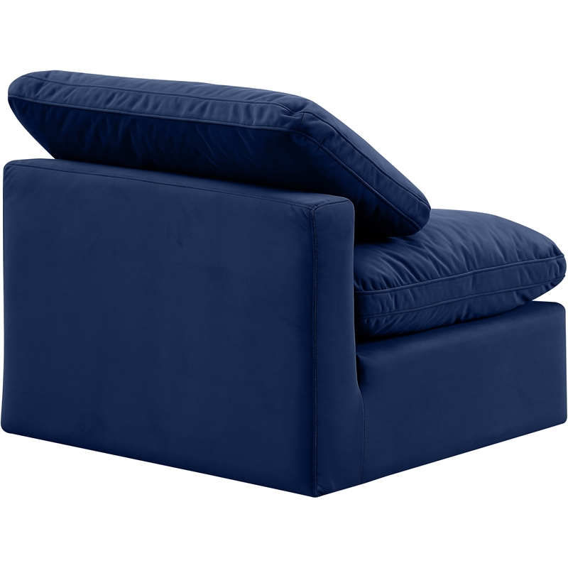 Bowery Hill Contemporary Durable Velvet Armless Chair in Navy