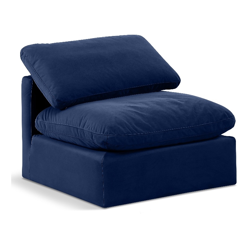 Bowery Hill Contemporary Durable Velvet Armless Chair in Navy