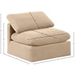 Bowery Hill Contemporary Durable Velvet Armless Chair in Beige