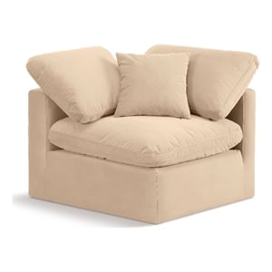 Bowery Hill Contemporary Durable Velvet Corner Chair in Beige